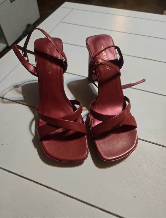 Nine West Shoes - Vintage New West Red Strappy Slingback Heeled Sandals